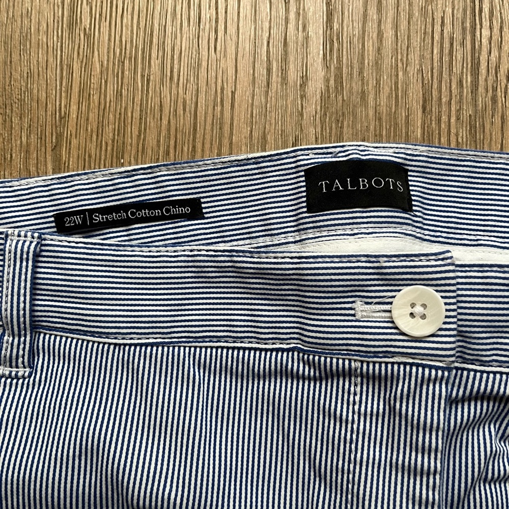 Talbots Navy and White Pinstripe Chino Pants